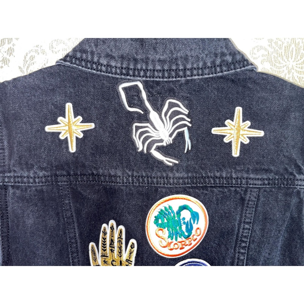 Scorpio Zodiac Scorpion Water Sign Women's Denim Jean Vest Upcycled OOAK Sz. XS - Picture 6 of 9